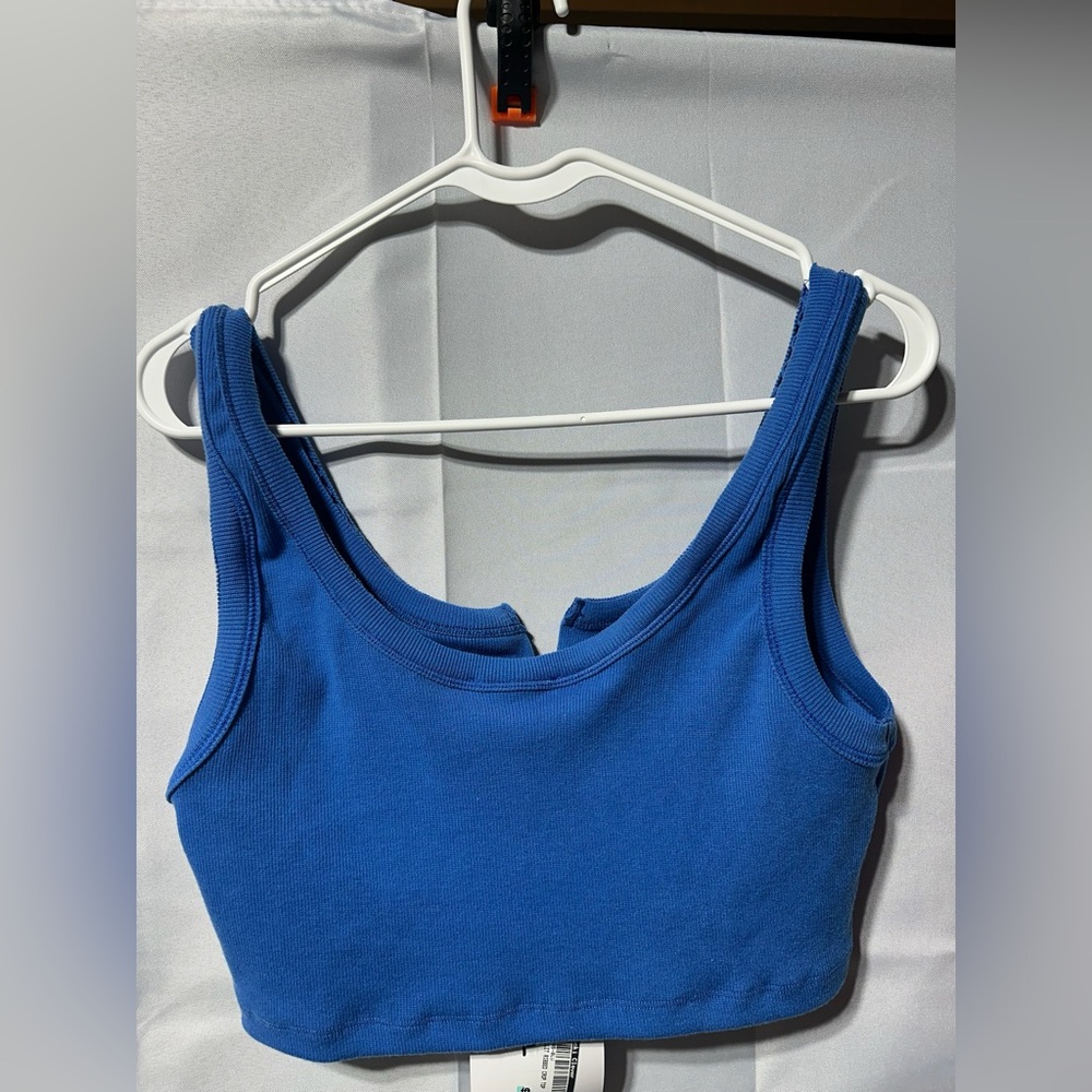 NWT Signature 8 Blue Ribbed Tank Top - Picture 6 of 6